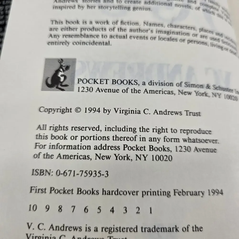 Ruby V.C. Andrews First Hardcover Printing 1994 Gothic Fiction